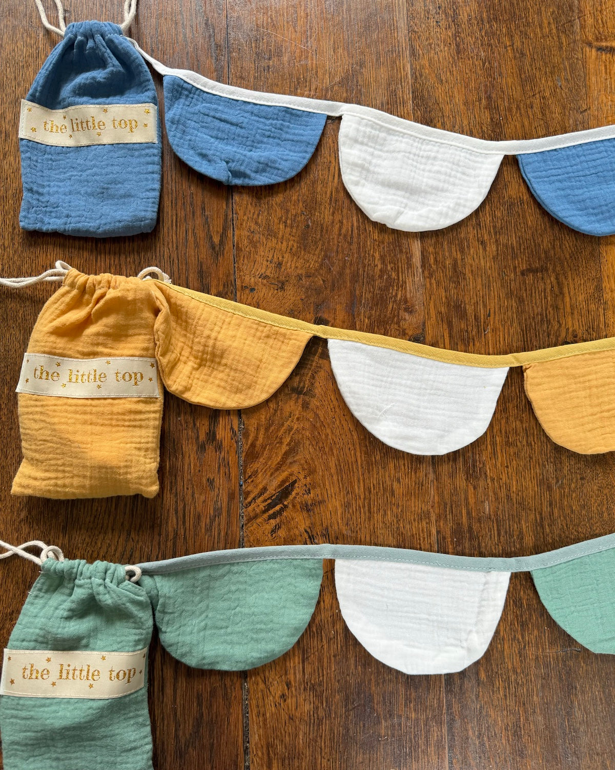 Handmade cotton muslin scallop bunting