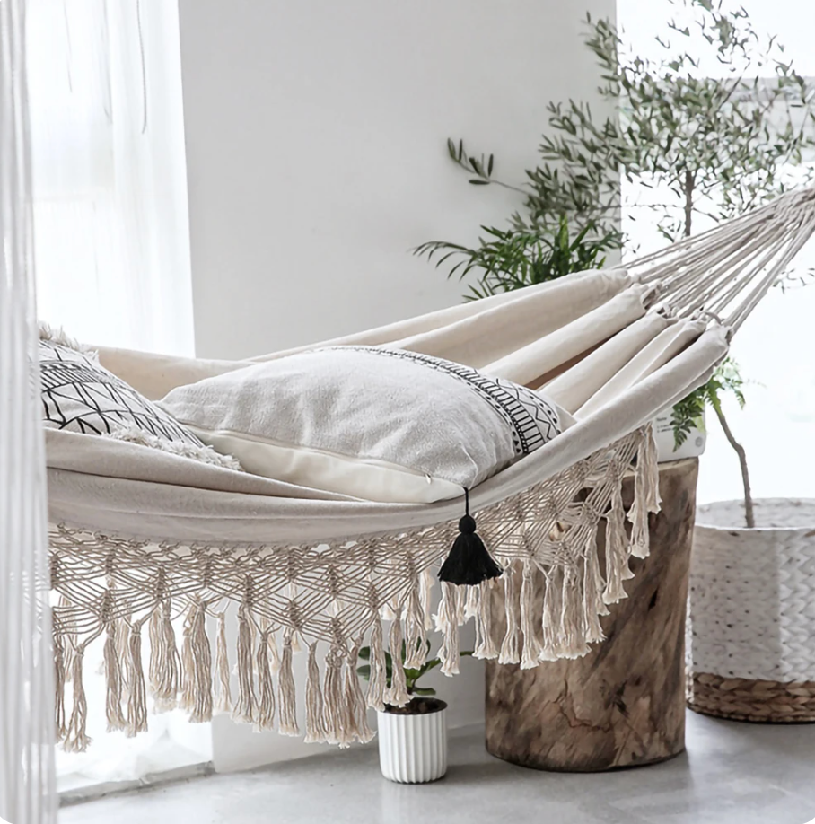 Boho macrame hammock