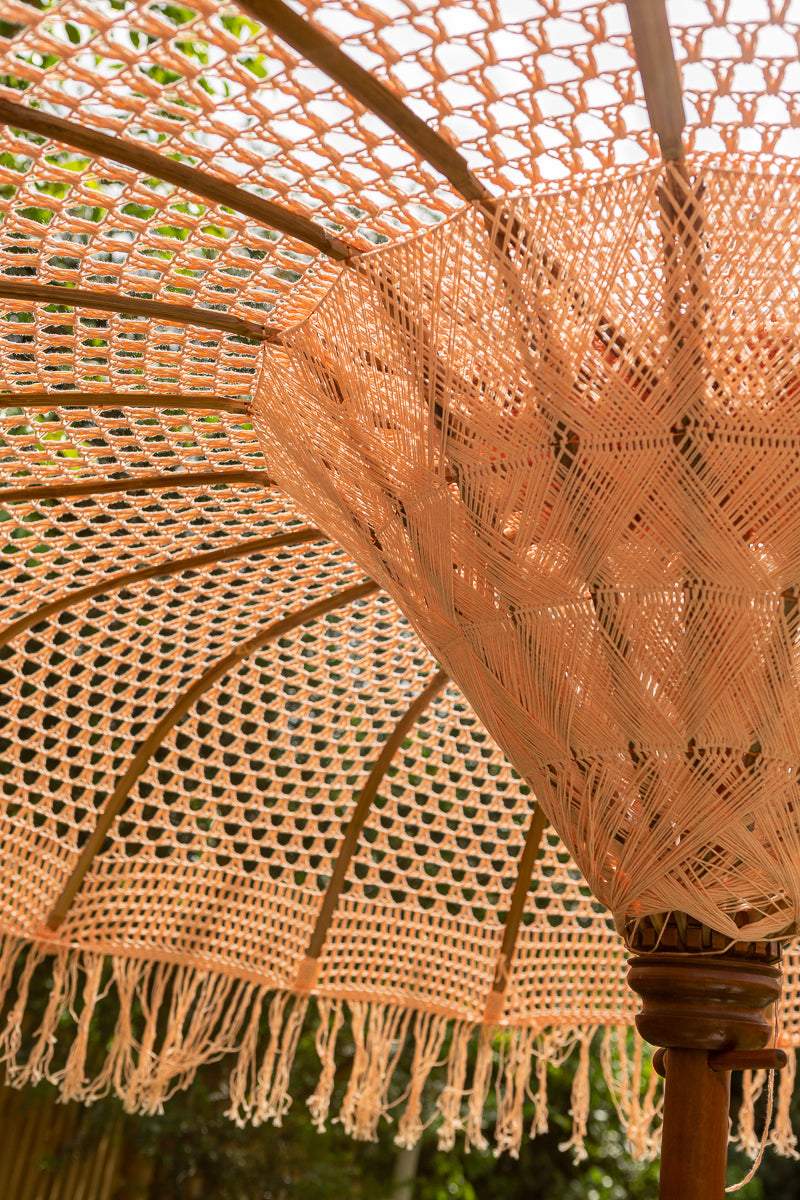 Apricot handmade macrame parasol