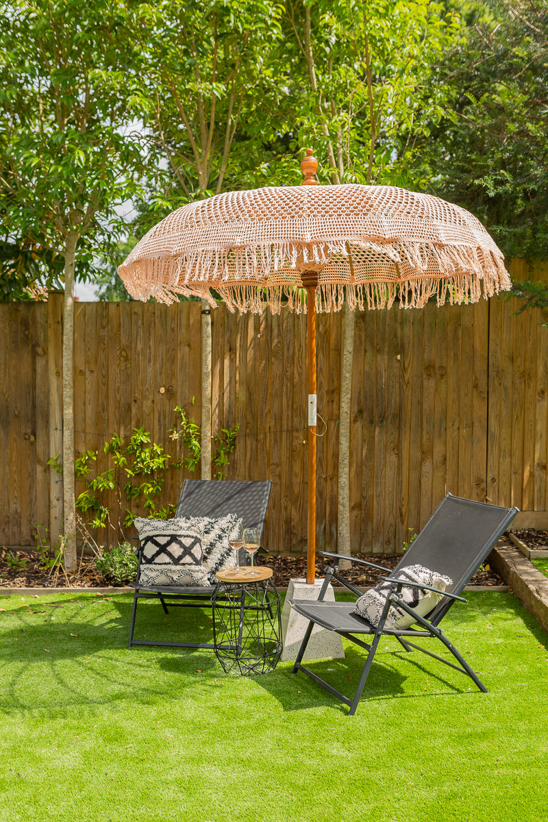 Apricot handmade macrame parasol