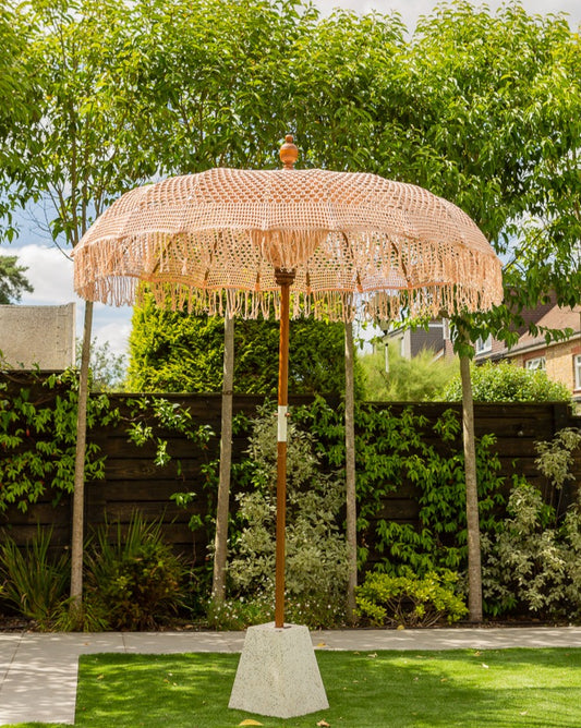 Apricot handmade macrame parasol