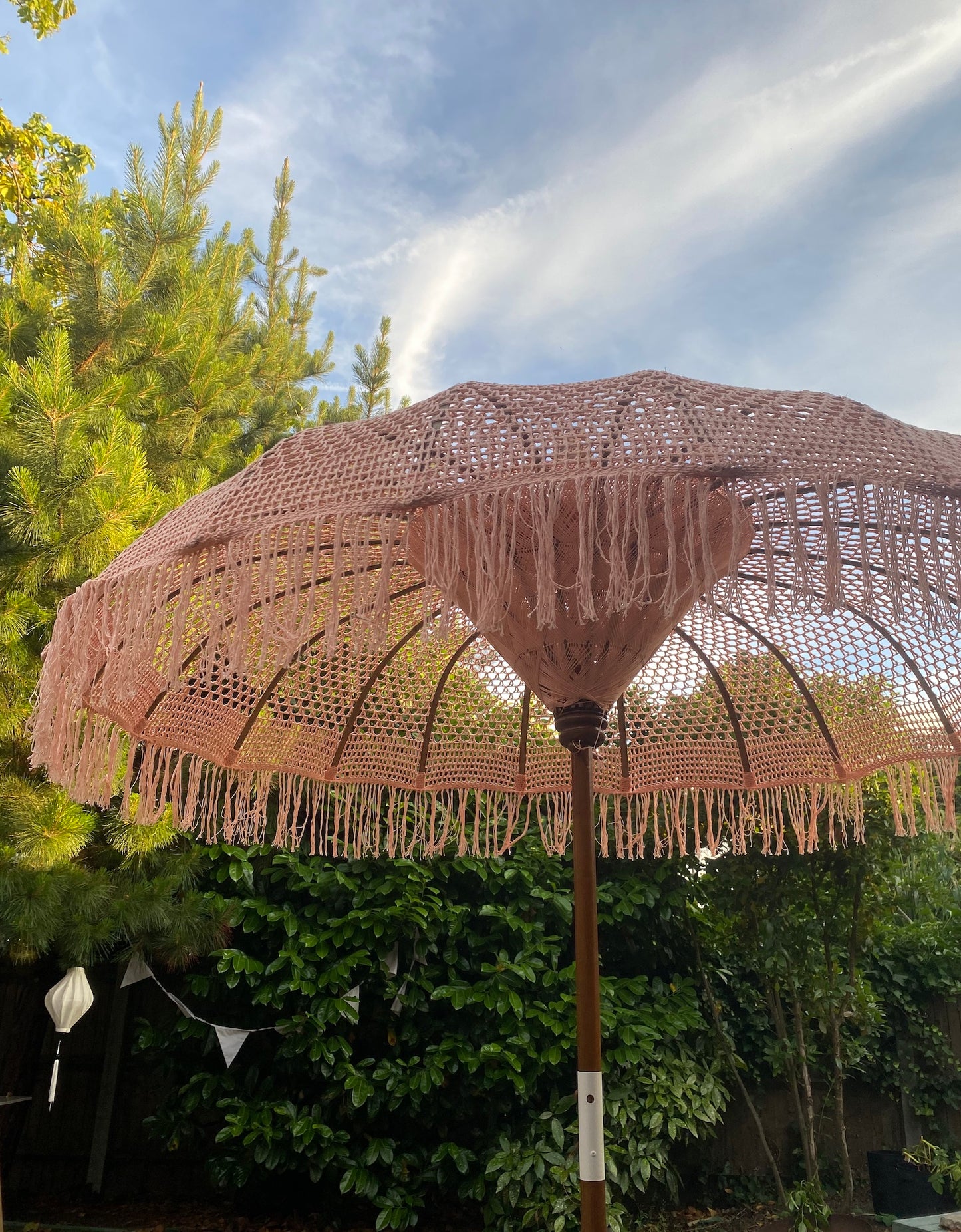 Midnight Black Handmade macrame parasol