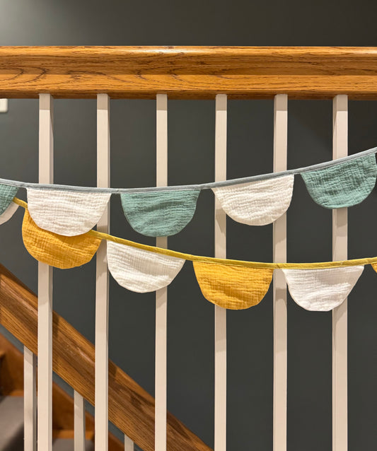 Handmade cotton muslin scallop bunting