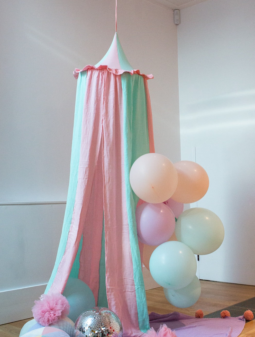 Pastel stripe canopy play tent