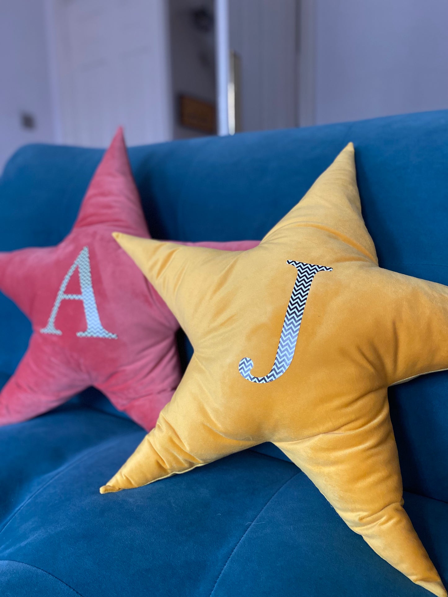 Personalised velvet star cushion