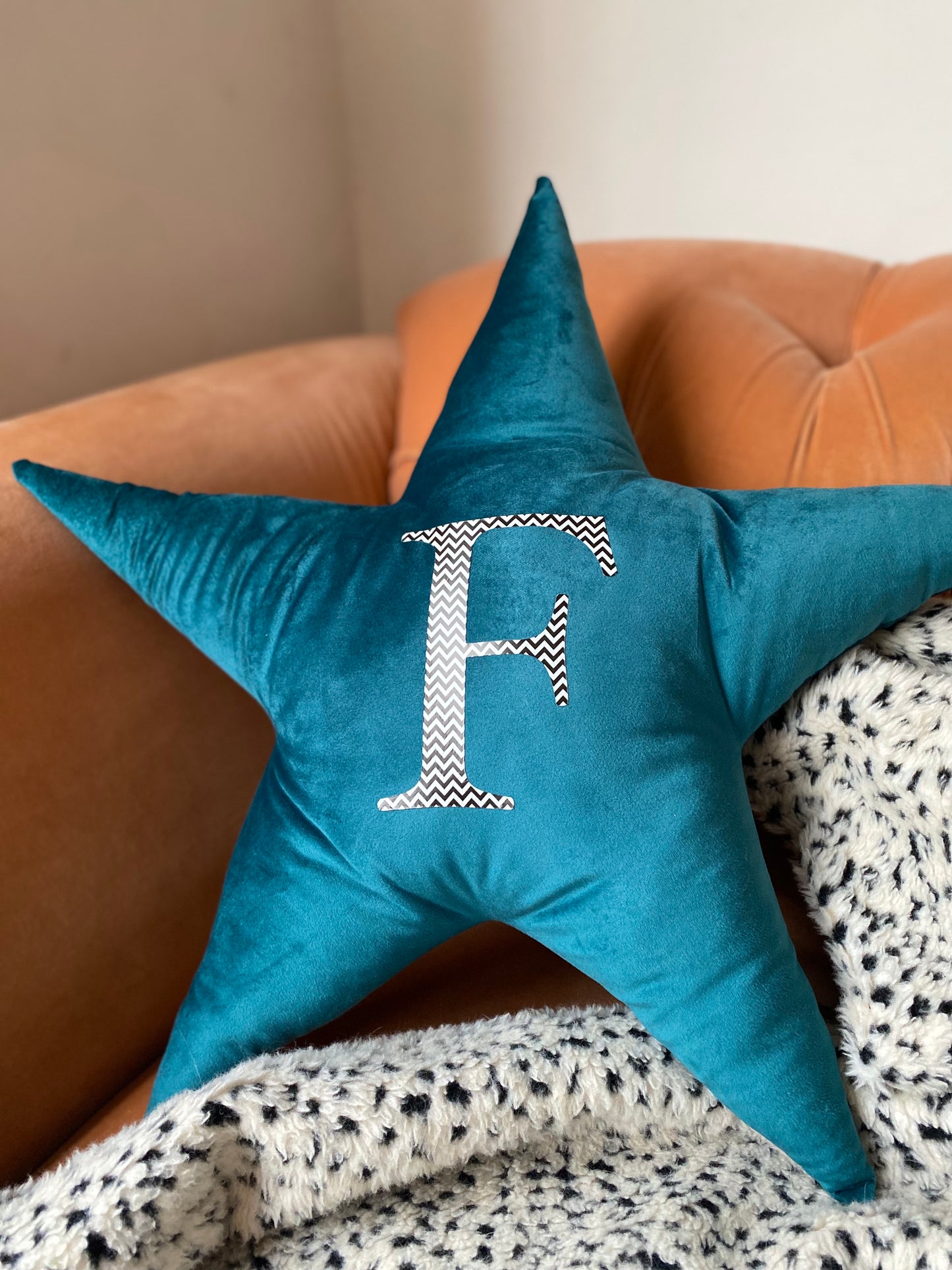 Personalised velvet star cushion