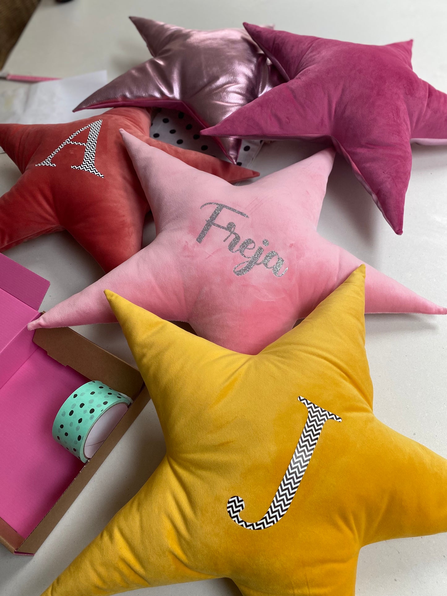 Personalised velvet star cushion